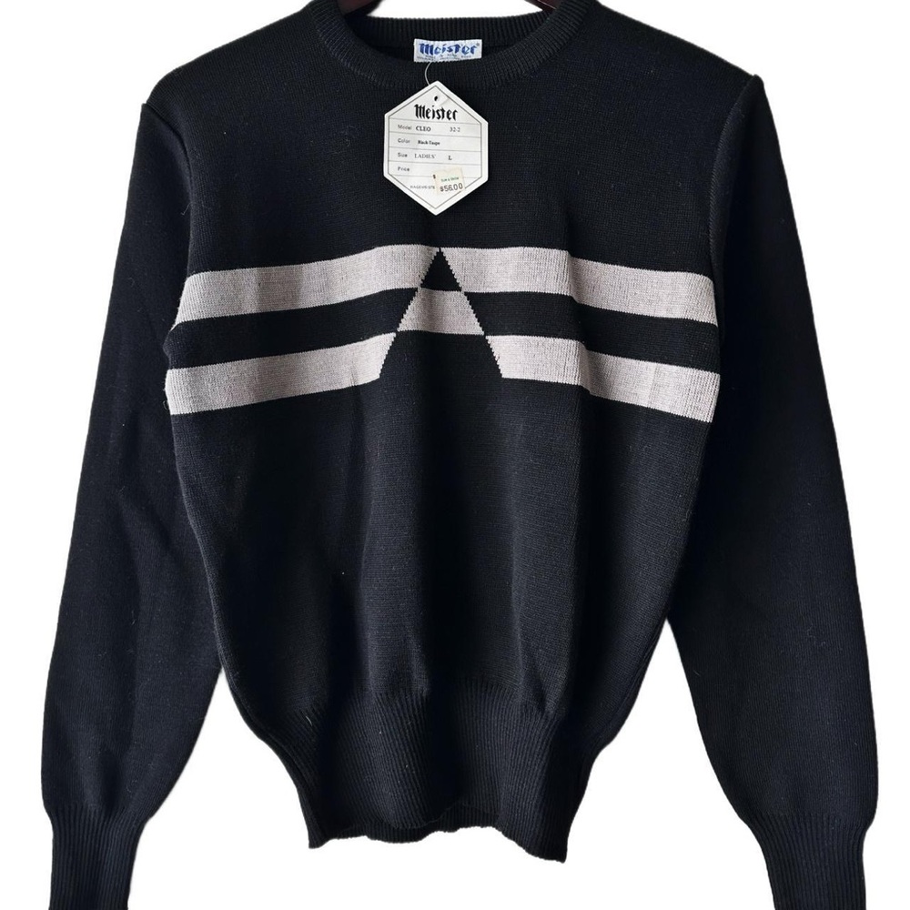 NWT NOS Vintage 1980s 80s Meister Sweater Black/Taupe Air Force Alpha Top Gun